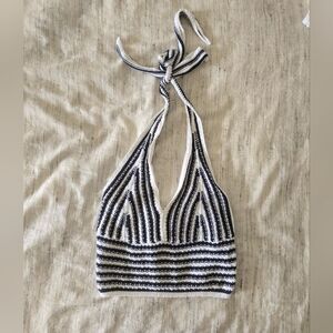 Hollister Striped Crochet Halter Top